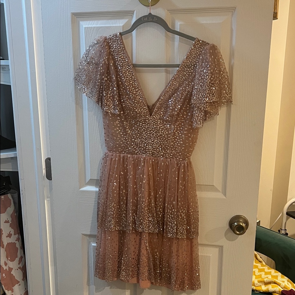 Lirika Matoshi Glittering Pink Tulle Dress